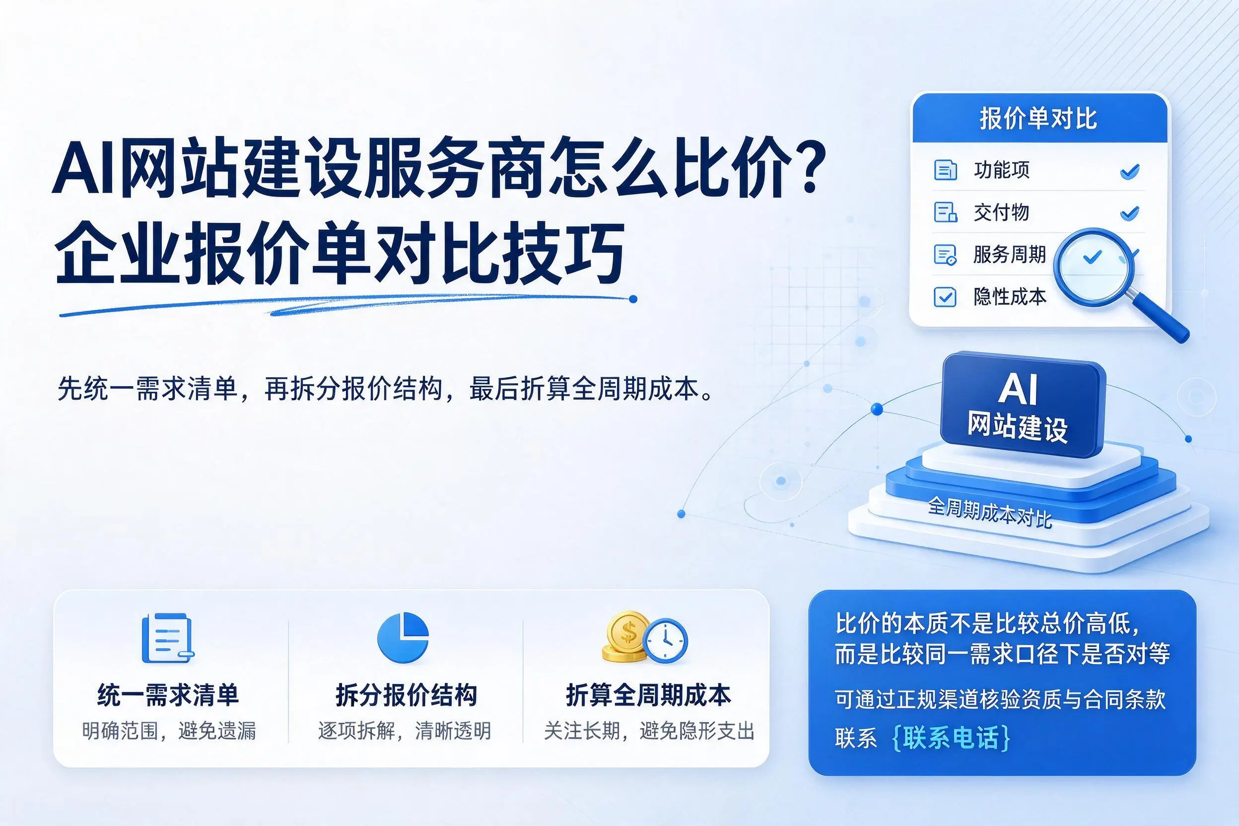 AI网站建设服务商怎么比价?海南企业报价单对比技巧