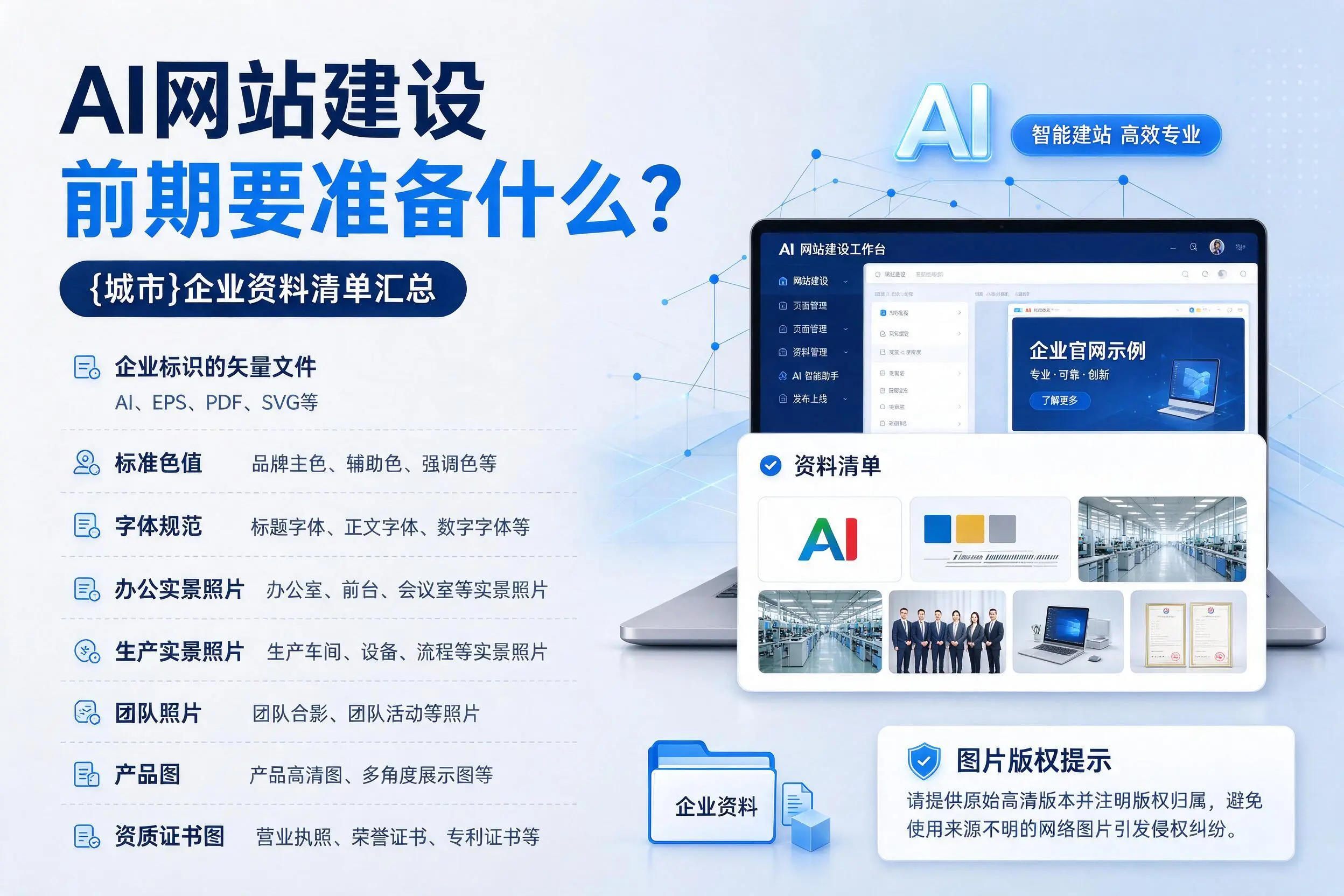 AI网站建设前期要准备什么?海南企业资料清单汇总